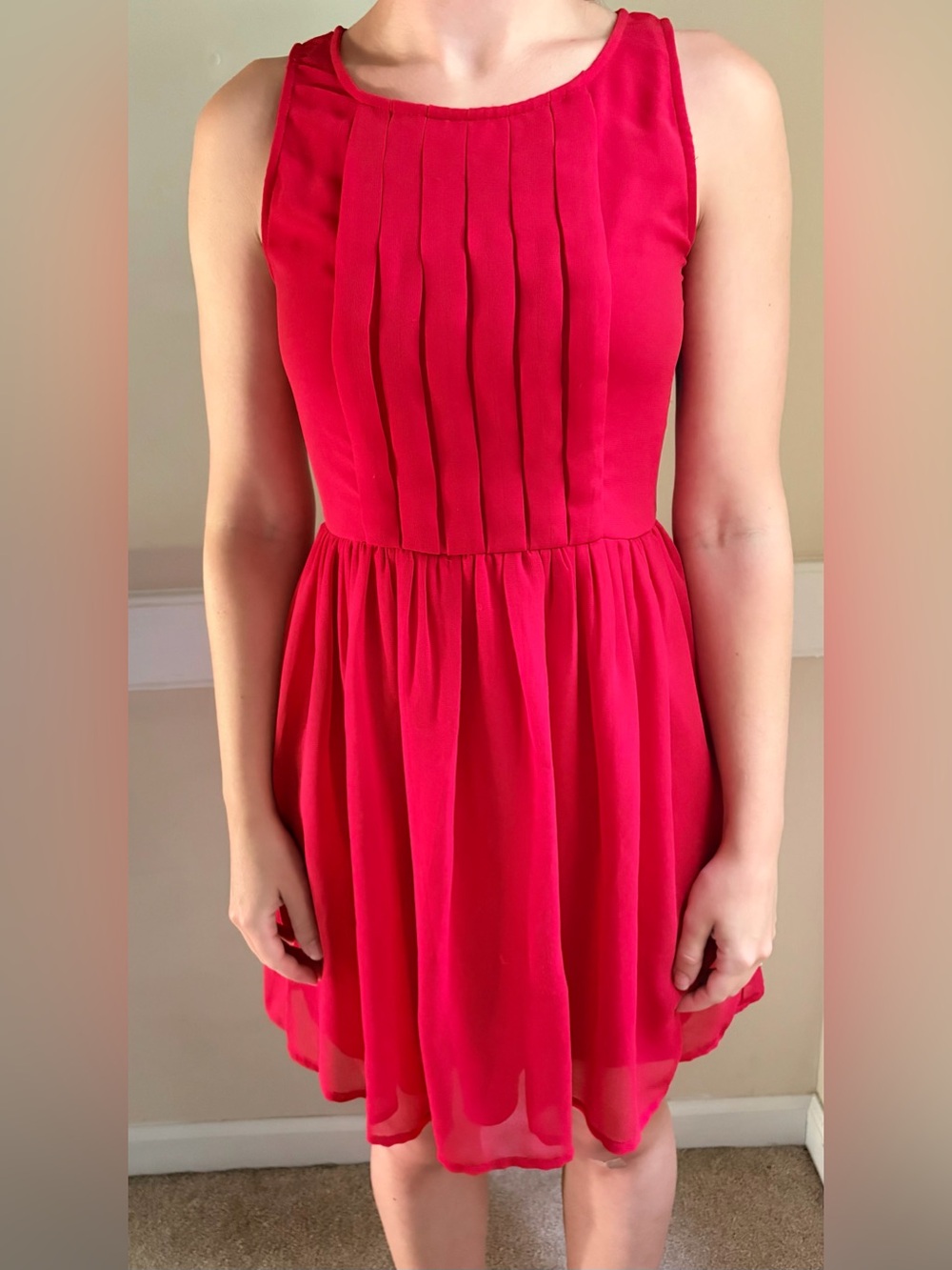Vintage dELiA*s Red Sleeveless Fit-and-Flare Mini Dress Size 3 Y2K